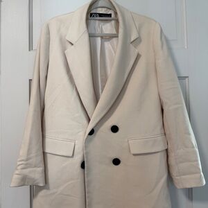 Zara Cream Double-Breasted Blazer